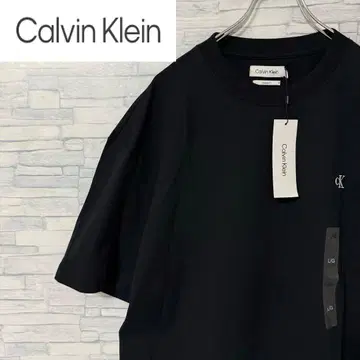 [ 미사용 새상품 ] 캘빈클라인 반팔 T셔츠 원포인트 자수 로고 블랙 L