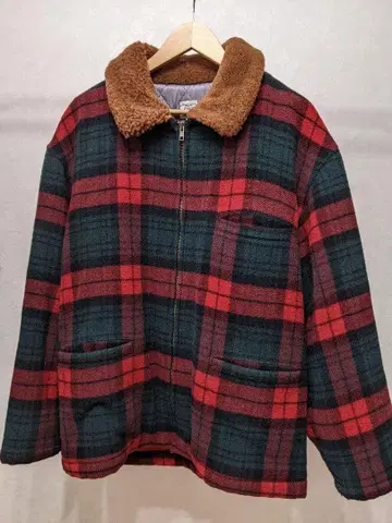 울 100% 보아 블루종 봄버 어깨 드롭 일본제 체크