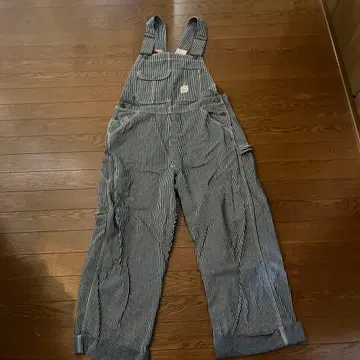 스트라이프 코튼 오버롤