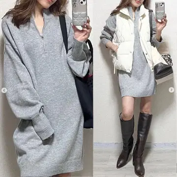 신상 니트 두꺼운 원단 원피스 + 베스트 면 2세트