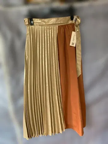 골드 오렌지 플리츠 스커트 사이즈 38