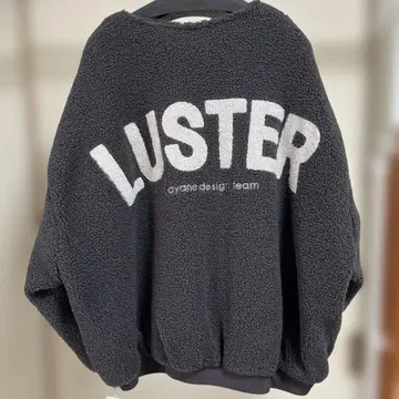 미사용 새상품, ayane 아얀 백 로고 자수 보아 블루종 차콜 그레이