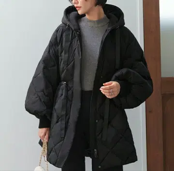 파이버 라이트 써모 볼륨 슬리브 퀼팅 코트 블랙 M 사이즈