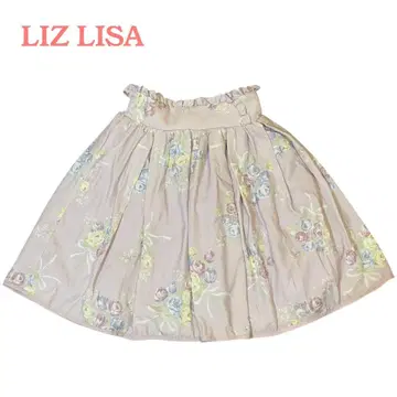 LIZ LISA 플라워 프린트 플레어 스커트 연보라색