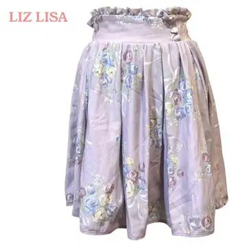 LIZ LISA 플라워 프린트 플레어 스커트 연보라색