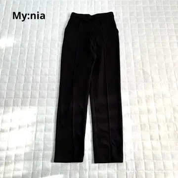 [마이니아] 캐주얼 팬츠 센터 슬릿 허리밴딩 스트레치 블랙