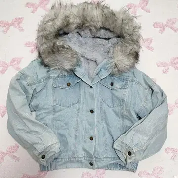 y2k 라이트 블루 데님 자켓 퍼 후드 포함