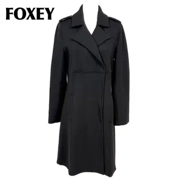 [ 새상품급 ] FOXEY 롱 코트 울 비익 더블 40 블랙