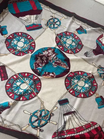 manipuri 마니프리 열기구 지도 스카프 울 실크 기구