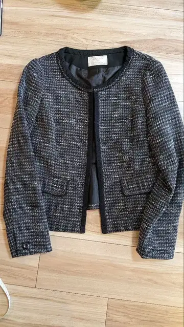 anysis 트위드 온워드 노카라 자켓 포멀