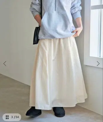 Spick and Span 나일론 새틴 볼륨 스커트 내추럴 38