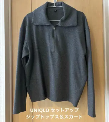 [ 새상품급 ] UNIQLO 셋업 ( 지퍼 상의 & 스커트 ) 그레이
