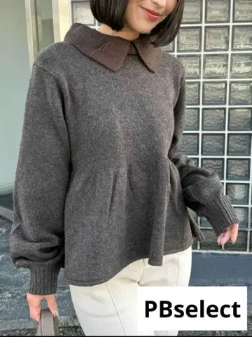 새상품 택 포함 PBselect 폴로 니트 페플럼 풀오버 브라운