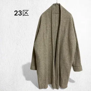 23KU 가디건 롱 코트 겉옷 울 혼방 포켓 38