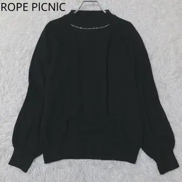 로페피크닉 긴팔 니트 모크넥 비쥬 장식 고급 블랙 L