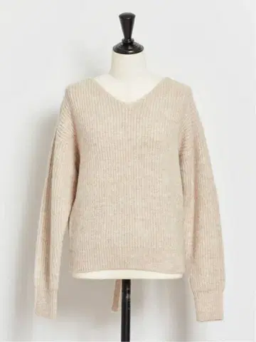 Noela 노엘라 백 레이스 리본 니트 베이지