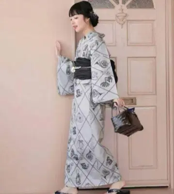 utatane 그레이 앤티크 모티브 유카타 단품