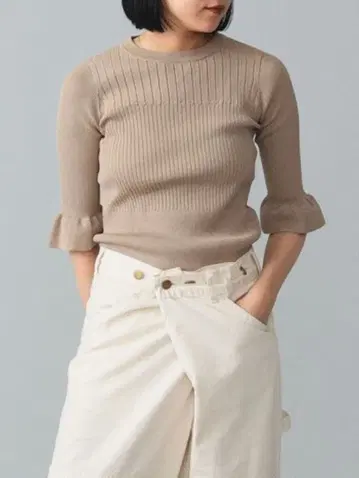 maturely 라메 리브 프릴 니트