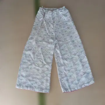 순수 실크 부채 무늬 코몬 기모노 리메이크 팬츠