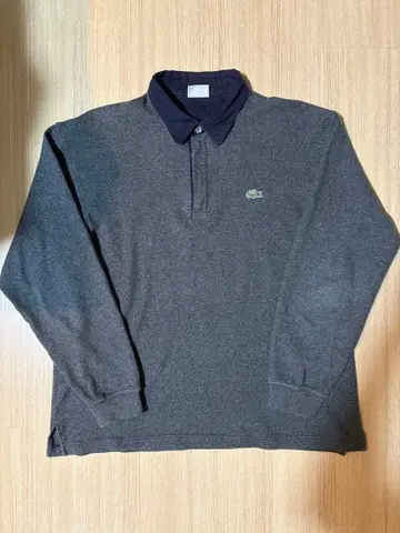 1990s 프레라코 코튼 플리스 T셔츠 옷깃 절개 차콜