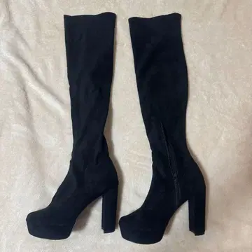 salire 블랙 니하이 부츠 하이힐