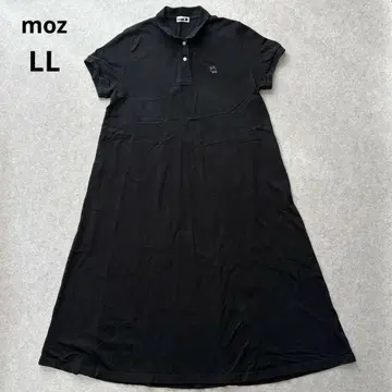 [ moz 모즈 ] 로고 자수 폴로 롱 원피스 A라인 블랙 LL 사이즈