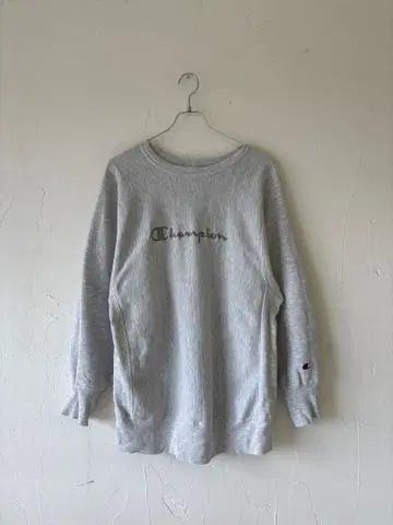90s 챔피온 맨투맨 리버스 위브 자수 로고 그레이 남성용 XL