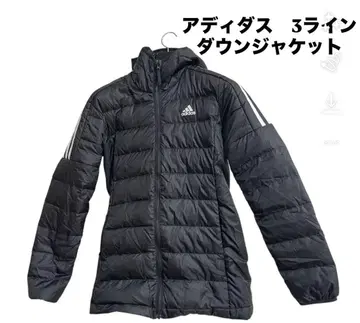 아디다스 3라인 후드 부착 다운 자켓