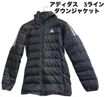 아디다스 3라인 후드 부착 다운 자켓