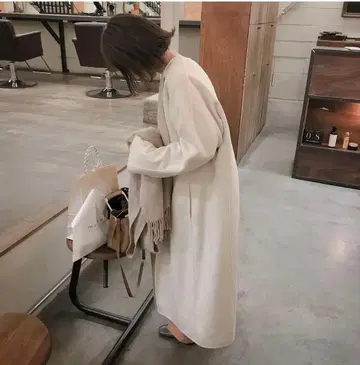 doudou 롱 코트 화이트