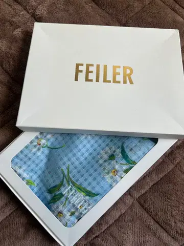 FEILER 꽃무늬 스톨 스카이블루