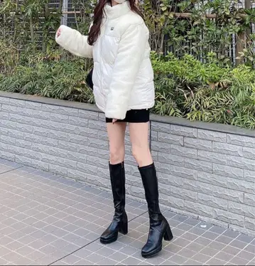 다운 자켓 아이보리 보아