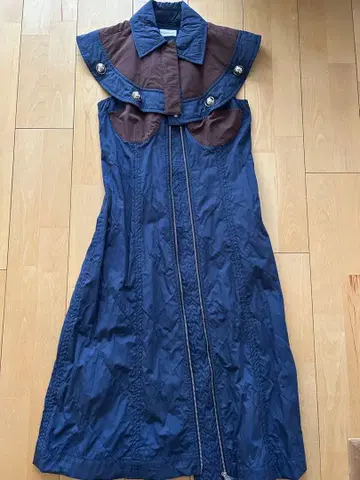 MONCLER 롱 코트 네이비/브라운 사이즈 40