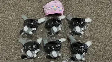 우사하나 봉제 인형 키링 앉은 흑백 시플라 한정판 가챠