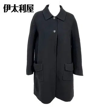 새상품급 이타리야 캐시미어 혼방 울 롱 코트 2 버튼 7 블랙