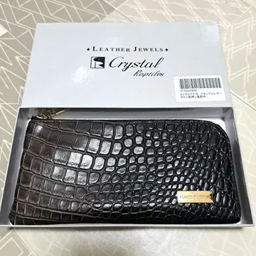 레더 주얼 크리스탈 레프타일 장지갑 블랙