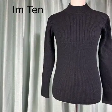 Im Ten 블랙 리브 하이넥 스웨터 모 100% 심플