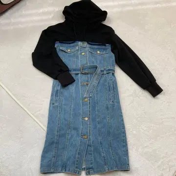 데님 후디 포함 원피스 사이즈 L