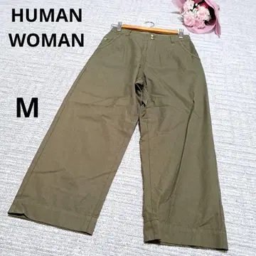 HUMAN WOMAN 캐주얼 팬츠 카키 M 휴먼 우먼 면