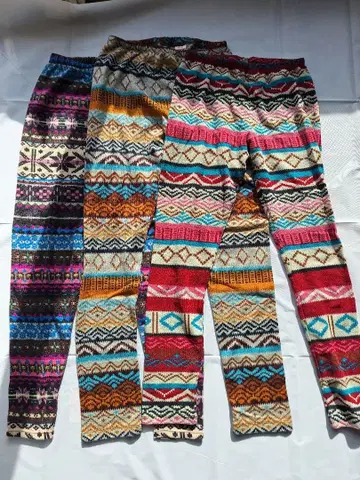 에스닉 패턴 레깅스 마운틴 걸 겨울 상품 M~L 사이즈 3장 세트