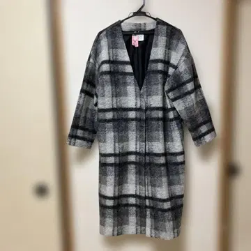 로리즈팜 슬라이버 체크 코트 그레이 L