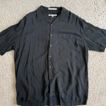 페리 에리스 남성용 실크 오픈 카라 셔츠 블랙