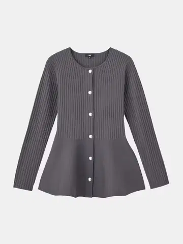 새상품급 PLST 플라스테 홀가먼트 페플럼 가디건 그레이