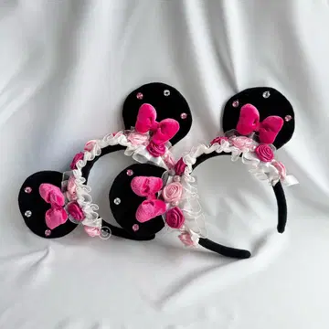 디즈니 머리띠 레이스 로즈 장미 펄 1개 레어 새상품급