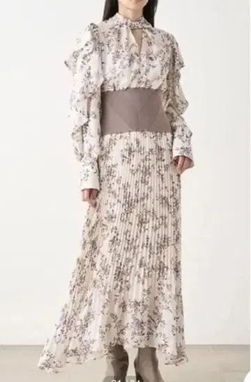 스나이델 허리 리브 프린트 원피스