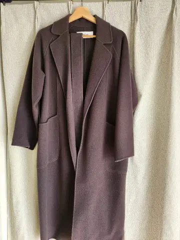 SOJU 울 리버 로브 코트 맥시 길이 더블 페이스 벨트 S