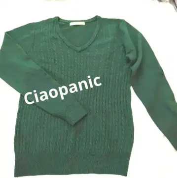 [ Ciaopanic ] 다크 그린 V넥 니트 스웨터