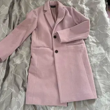 울 체스터 코트 핑크