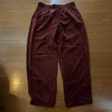 버건디 스웨이드풍 와이드 팬츠