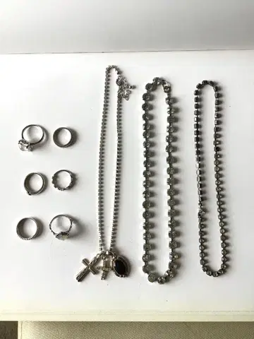 실버 주얼리 세트 반지 6점 목걸이 2점